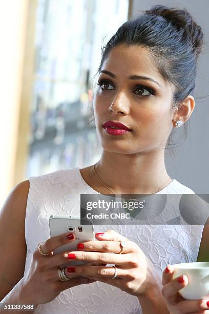 New York Fashion Week 2016 -- Pictured: Freida Pinto at the Kate Spade New York Fall 2016 Presentation at the Rainbow Room during NYFW 2016 on...