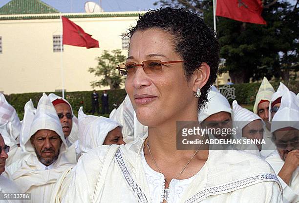 Essauira Mayor Asma Chaabi, Morocco's only female mayor and a regional delegate, participates in a ceremony at the royal palace of Rabat 31 July 2004...