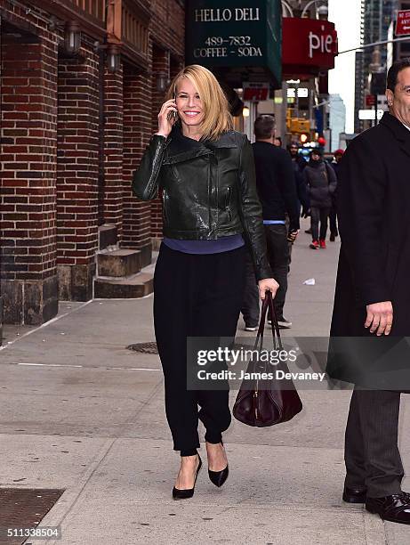 Chelsea Handler arrives to 'The Late Show With Stephen Colbert' at Ed Sullivan Theater on February 19, 2016 in New York City.