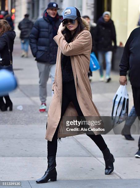 Kendall Jenner is seen in Soho on February 19, 2016 in New York City.