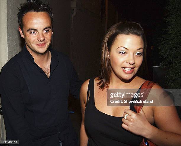 Presenter Ant McPartlin and longterm girlfriend Lisa Armstrong attend Jonathan Wilkes' 26th Birthday Party at Lillie?s Bordello nightclub on August...