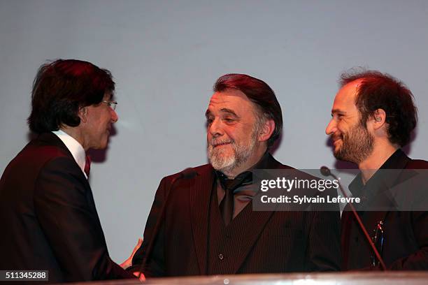 Mayor of Mons Elio Di rupo, belgian actor Patrick Descamps and french director Thomas Lilti attend the 32nd Mons International Love Film Festival...