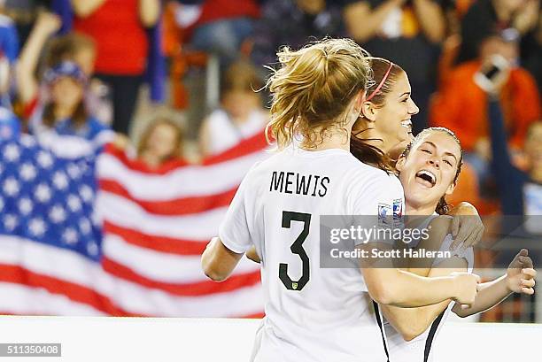 Alex Morgan of the United States celebrates after she scored a goal in the second half of their game against Trinidad and Tobago during their...