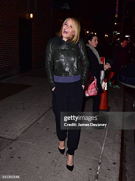 Chelsea Handler leaves the 'The Late Show With Stephen Colbert' at Ed Sullivan Theater on February 19, 2016 in New York City.