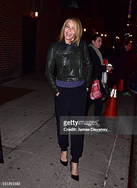 Chelsea Handler leaves the 'The Late Show With Stephen Colbert' at Ed Sullivan Theater on February 19, 2016 in New York City.