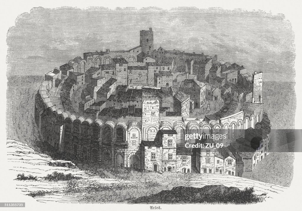 Roman Amphitheatre of Arles, 18th century, by Jean Baptiste Guibert