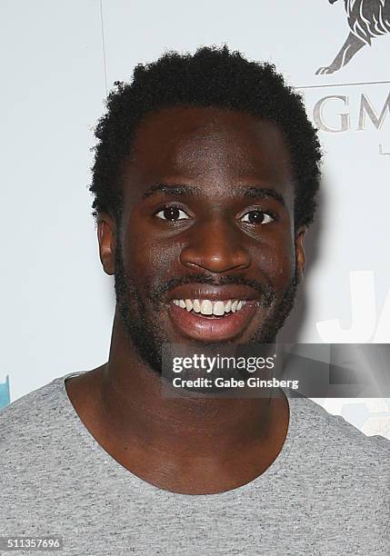 Player Prince Amukamara attends the grand opening of the Jabbawockeez dance crew's show "JREAMZ" at MGM Grand Hotel & Casino on February 19, 2016 in...