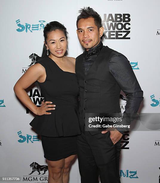 Rachel Donaire and her husband, boxer Nonito "The Filipino Flash" Donaire, attend the grand opening of the Jabbawockeez dance crew's show "JREAMZ" at...