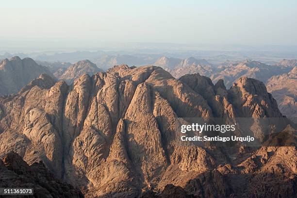 view from the summit of mount sinai at sunset - mount sinai stock pictures, royalty-free photos & images