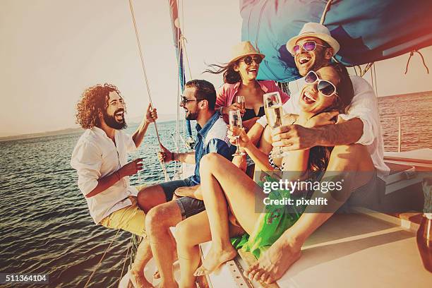 summer party on a yacht - yacht party stock pictures, royalty-free photos & images