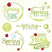 Spring Design Elements. Labels and Badges