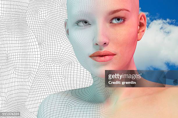 mulher retrato de realidade virtual - cyborg - fotografias e filmes do acervo