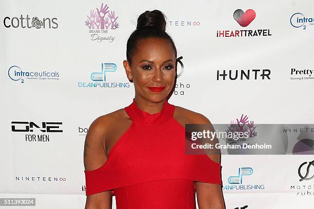 Melanie Brown aka Mel B arrives ahead of the Casino Royale Gala Dinner on February 20, 2016 in Melbourne, Australia.