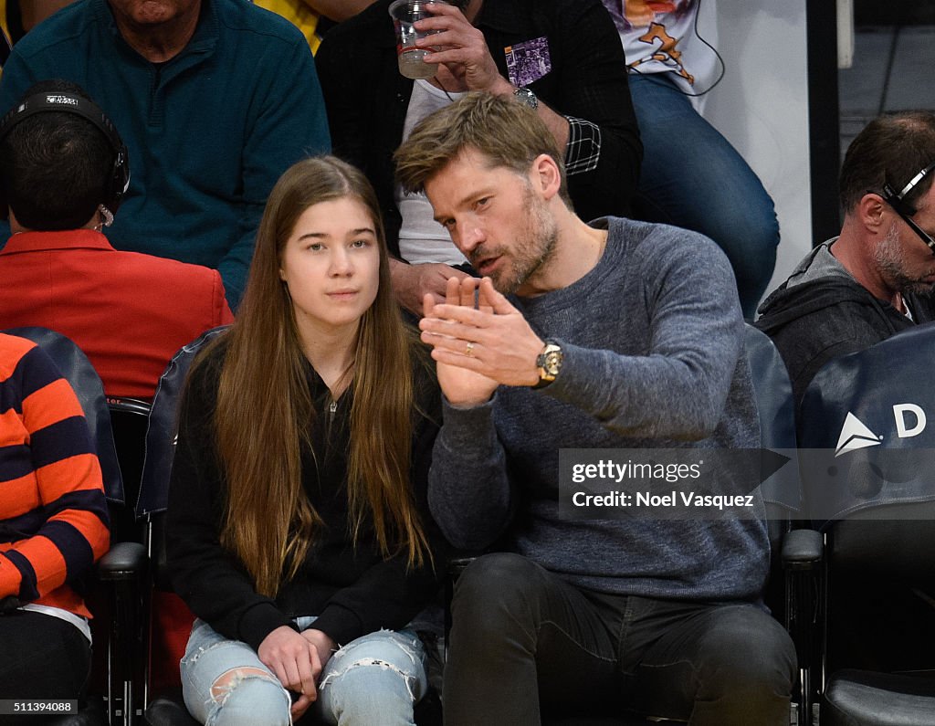 Celebrities At The Los Angeles Lakers Game