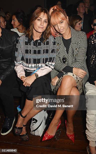 Yasmin Le Bon and Amber Le Bon attend the Julien Macdonald show during London Fashion Week Autumn/Winter 2016/17 at One Mayfair on February 20, 2016...