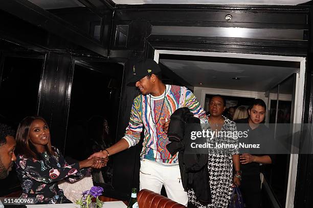 Carla Stephens and Roble Ali attend Cynthia Bailey's birthday celebration at Omars La Ranita on February 19 in New York City.