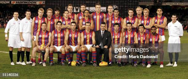 The Port Adelaide Power wearing their Heritage round guernsey pose for a teamshot before the round 18 AFL match between the Essendon Bombers and the...