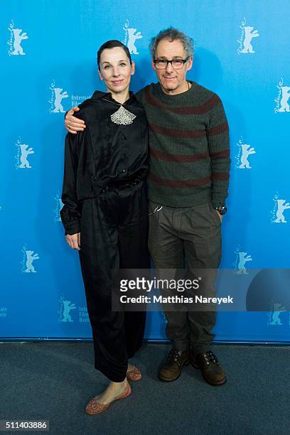 Actress Meret Becker and director Dani Levy, both members of the Amnesty International film price jury, attend the awards of the Independent Juries...
