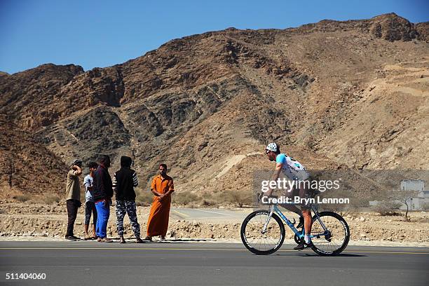 Sebastien Turgot of France and AG2R La Mondiale attends at the start of stage five of the 2016 Tour of Oman, a 119.5km road stage from Yiti to the...