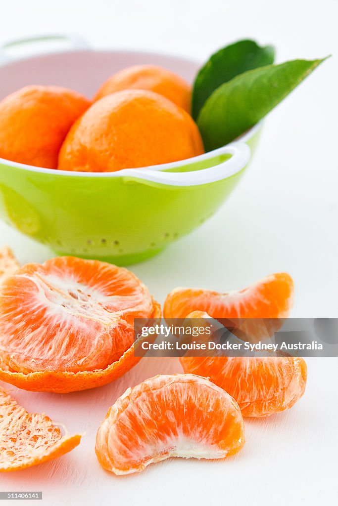 Fresh Mandarins peeled and in a bowl