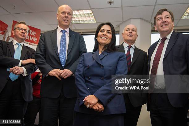 Michael Gove, Chris Grayling, Priti Patel, Iain Duncan Smith and John Whittingdale attend the launch of the Vote Leave campaign at the group's...