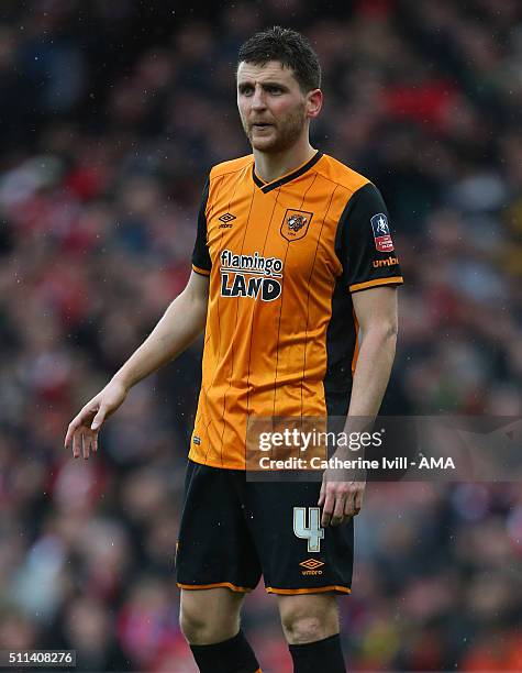 Alex Bruce of Hull City during the Emirates FA Cup match between Arsenal and Hull City at the Emirates Stadium on February 20, 2016 in London,...