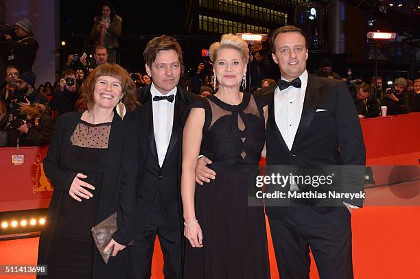 Anne Gry Henningsen, Thomas Vinterberg, Trine Dyrholm and Niclas Bendixen attend the closing ceremony of the 66th Berlinale International Film...