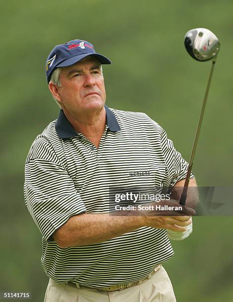 Dave Stockton hits a shot during the first round of the 25th U.S. Senior Open at Bellerive Country Club on July 29, 2004 in St. Louis, Missouri.