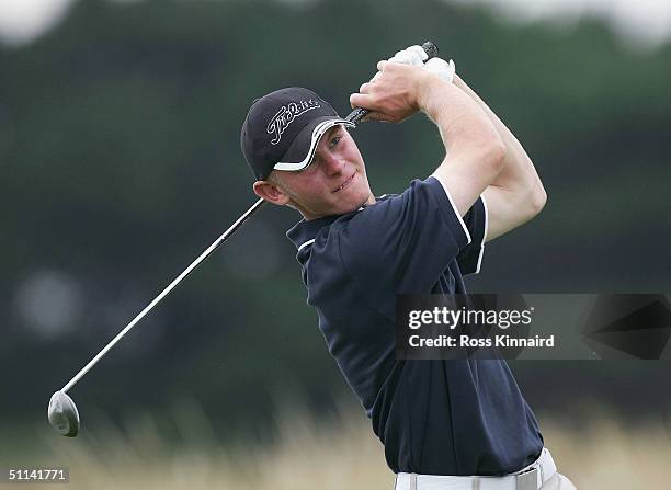 Scott Henry of Scotland tees off on the par foue 3nd hole during the second day of the 2004 Boys Home Internationals at the Portmarnock Golf Club on...