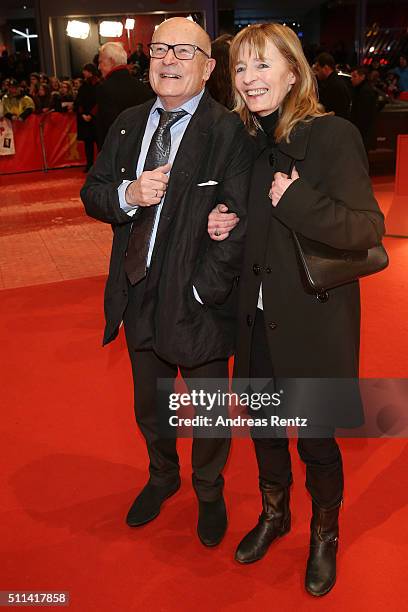 Dani Levy and his wife Sabine Lidl attend the closing ceremony of the 66th Berlinale International Film Festival on February 20, 2016 in Berlin,...