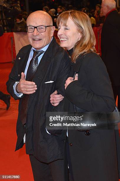 German filmmaker Volker Schloendorff and his wife Angelika Schloendorff attend the closing ceremony of the 66th Berlinale International Film Festival...