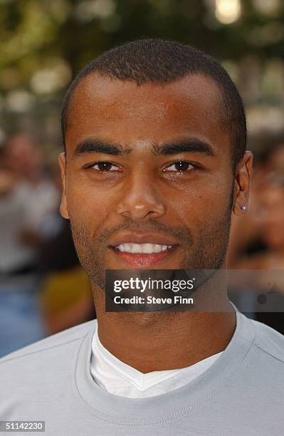 Ashley Cole arrives at the UK Premiere of "I, Robot" at Odeon Leicester Square on August 4, 2004 in London.
