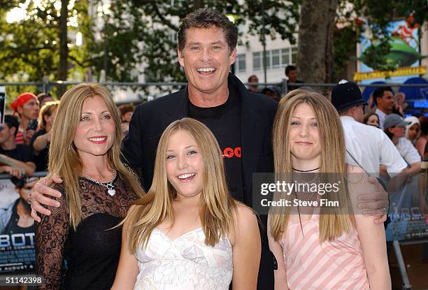 David Hasselhoff and his family arrive at the UK Premiere of "I, Robot" at Odeon Leicester Square on August 4, 2004 in London.