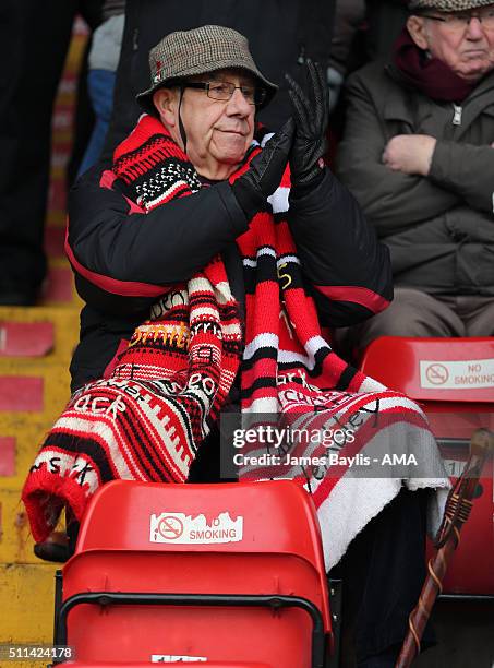 Supporter of Walsall during the Sky Bet League One match between Walsall and Wigan Athletic at Bescot Stadium on February 20, 2016 in Walsall,...