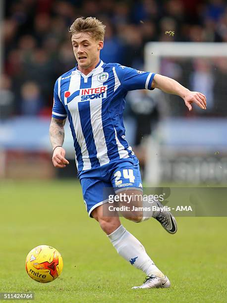 Conor McAleny of Wigan Athletic during the Sky Bet League One match between Walsall and Wigan Athletic at Bescot Stadium on February 20, 2016 in...