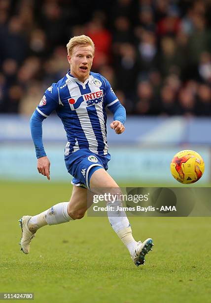 David Perkins of Wigan Athletic during the Sky Bet League One match between Walsall and Wigan Athletic at Bescot Stadium on February 20, 2016 in...