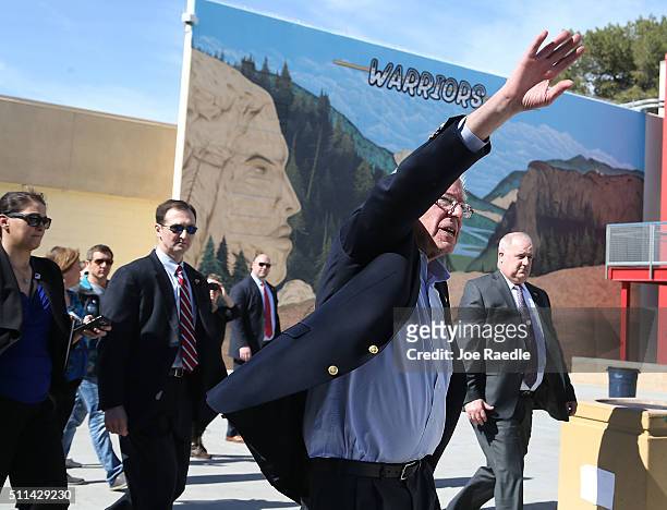 Democratic presidential candidate Sen. Bernie Sanders visits the Western High School caucus site on February 20, 2016 in Las Vegas, Nevada. Sanders...
