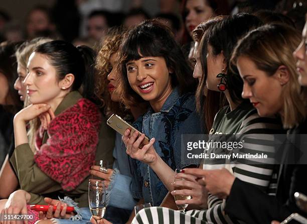 Singer Foxes attends the House of Holland show during London Fashion Week Autumn/Winter 2016/17 at on February 20, 2016 in London, England.