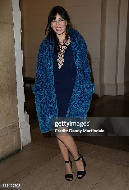 Daisy Lowe attends the House of Holland show during London Fashion Week Autumn/Winter 2016/17 at on February 20, 2016 in London, England.