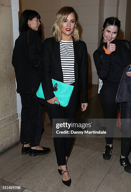 Caroline Flack attends the House of Holland show during London Fashion Week Autumn/Winter 2016/17 at on February 20, 2016 in London, England.