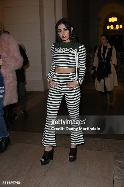 Charli XCX attends the House of Holland show during London Fashion Week Autumn/Winter 2016/17 at on February 20, 2016 in London, England.