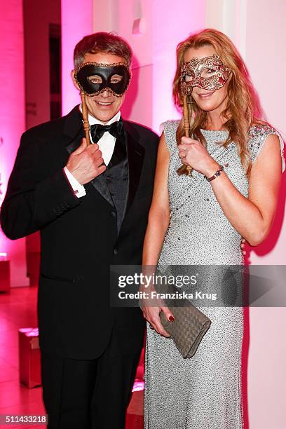 Andreas Brucker and Kirsten Roschlaub attend the Bal Masque 2016 on February 20, 2016 in Hamburg, Germany.