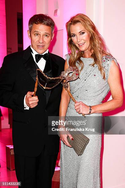 Andreas Brucker and Kirsten Roschlaub attend the Bal Masque 2016 on February 20, 2016 in Hamburg, Germany.