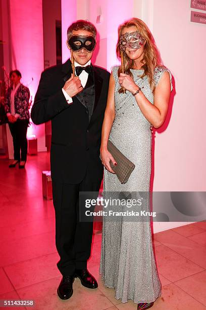 Andreas Brucker and Kirsten Roschlaub attend the Bal Masque 2016 on February 20, 2016 in Hamburg, Germany.