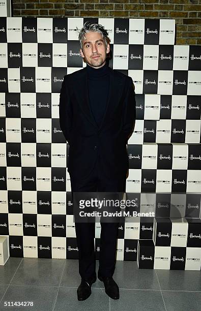 George Lamb attends the Serpentine Future Contemporaries x Harrods Party 2016 at The Serpentine Sackler Gallery on February 20, 2016 in London,...