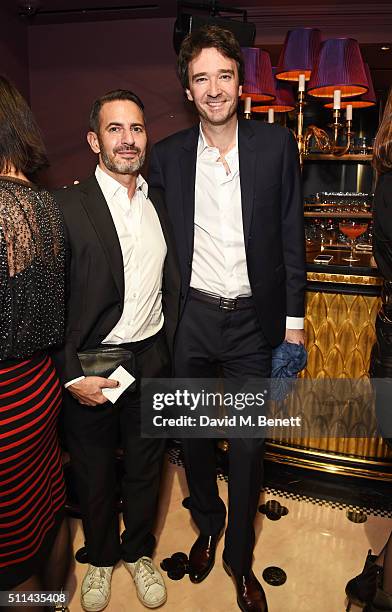 Marc Jacobs and Antoine Arnault attend the Marc Jacobs Beauty dinner at the Club at Park Chinois on February 20, 2016 in London, England.