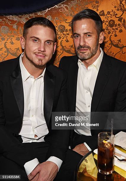 Charly deFrancesco and Marc Jacobs attend the Marc Jacobs Beauty dinner at the Club at Park Chinois on February 20, 2016 in London, England.