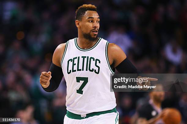 Jared Sullinger of the Boston Celtics reacts during the fourth quarter against the Chicago Bulls at TD Garden on January 22, 2016 in Boston,...