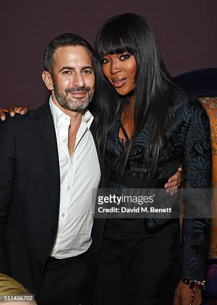 Marc Jacobs and Naomi Campbell attend the Marc Jacobs Beauty dinner at the Club at Park Chinois on February 20, 2016 in London, England.