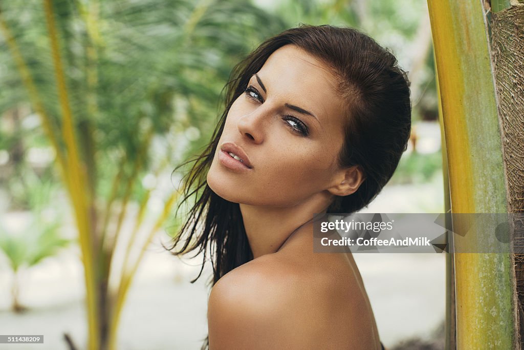 Outdoor shot of young beautiful woman